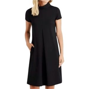 J. McLaughlin Black Leila Cap Sleeve Dress Rollover Collar Black XS